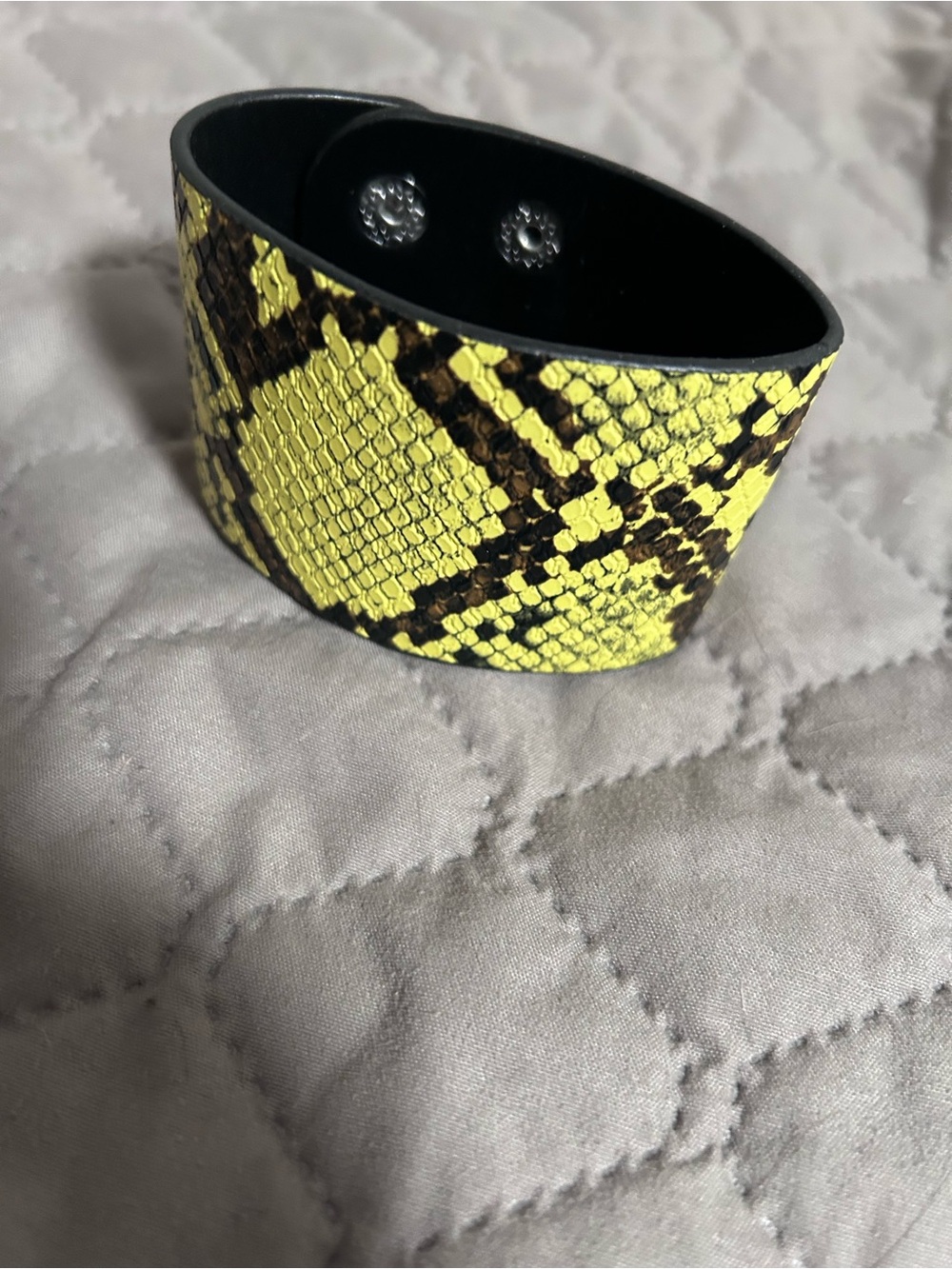Yellow & Black Animal Print Cuff Belt